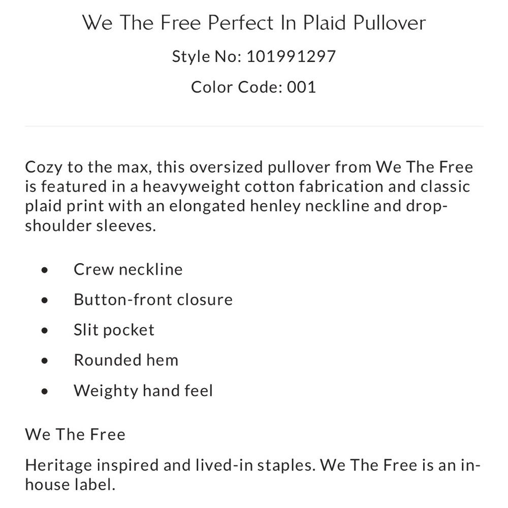 Free People We The Free Perfect In Plaid Pullover - Picture 4 of 11
